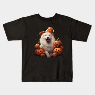 Samoyed Halloween pumpkin Kids T-Shirt